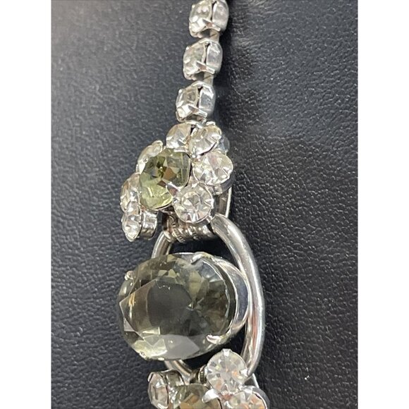 Juliana D&E CLEAR & SMOKY RHINESTONE 5 LINK NECKLACE Chunky Collar Vintage AL4.2 - Picture 10 of 16
